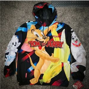 MEMBERS ONLY - TOM AND JERRY Full ZIP HOODIE WINDBREAKER Mens Medium Jacket